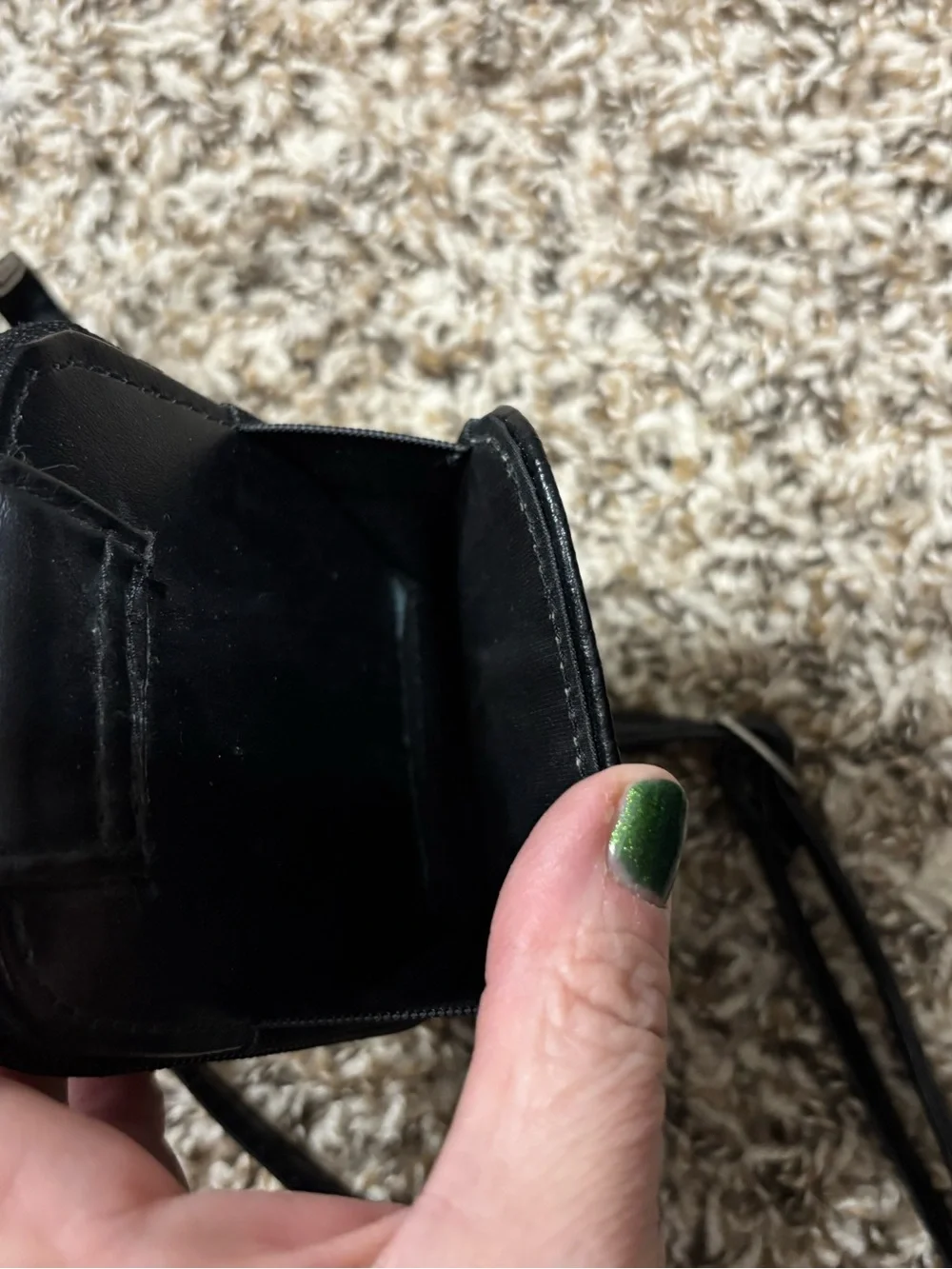 Buxton Black Zip-Around Mini Crossbody Wallet Coin Purse w Detachable Strap